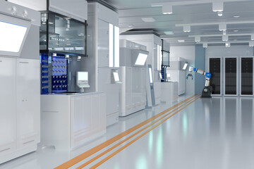 White futuristic semiconductor manufacturing factory