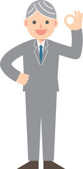OKマークをするスーツ男性