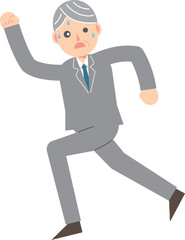 焦って走るスーツの男性
