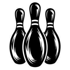 Fototapeta premium A vector graphic of three black and white bowling pins standing up