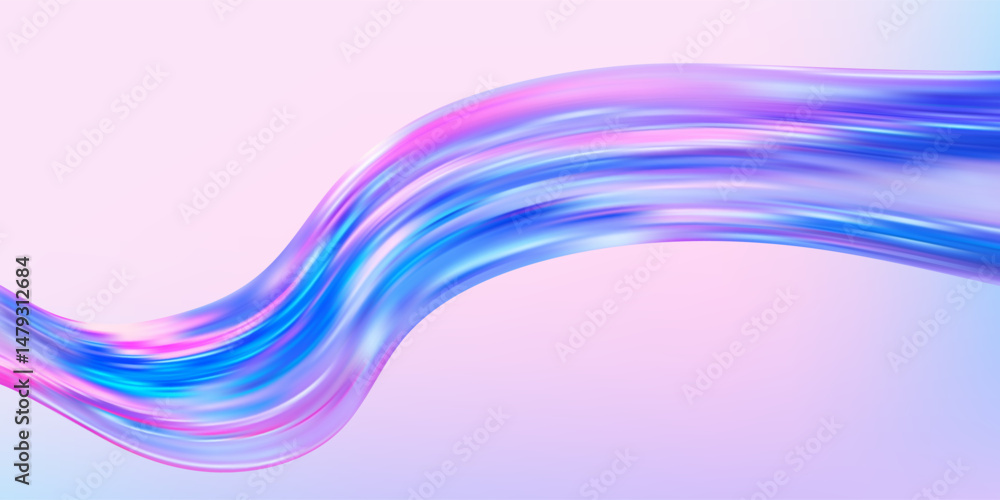 Poster abstract holographic wave.flow iridescent fluid.dynamic spectrum ribbon.
