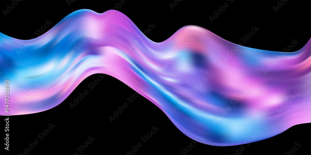 Poster abstract holographic wave.flow iridescent fluid.dynamic spectrum ribbon.