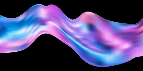 Abstract  holographic wave.Flow iridescent fluid.Dynamic spectrum ribbon.