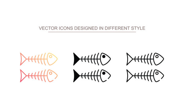 Fish Skeleton icon design with white background stock illustration