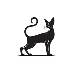 Oriental Shorthair Vector Silhouette: Sleek, Elegant Feline with Graceful Posture and Almond-Shaped Eyes, Captured in a Minimalist Outline for Modern Art, Pet Designs, and Illustrations.

