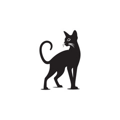 Oriental Shorthair Vector Silhouette: Sleek, Elegant Feline with Graceful Posture and Almond-Shaped Eyes, Captured in a Minimalist Outline for Modern Art, Pet Designs, and Illustrations.
