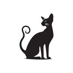 Oriental Shorthair Vector Silhouette: Sleek, Elegant Feline with Graceful Posture and Almond-Shaped Eyes, Captured in a Minimalist Outline for Modern Art, Pet Designs, and Illustrations.
