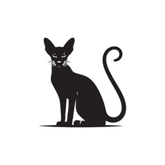 Oriental Shorthair Vector Silhouette: Sleek, Elegant Feline with Graceful Posture and Almond-Shaped Eyes, Captured in a Minimalist Outline for Modern Art, Pet Designs, and Illustrations.
