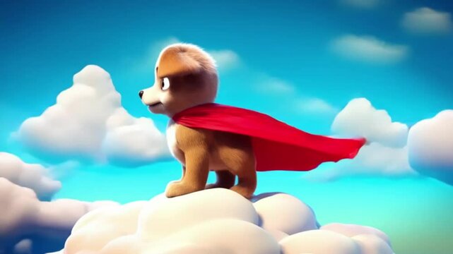 Hundewelpe mit Superheldenumhang