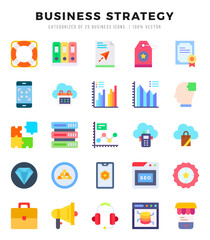 Business Strategy elements. Flat web icon set. Simple vector illustration.