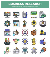 Collection of Business Research Icons: Visualizing Growth. Strategy. and Market Analysis