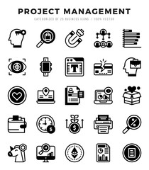 Set of Project Management Icons. Simple line art style icons pack.