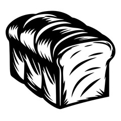 Monochrome illustration of a loaf of bread, a symbol of food