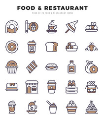 Simple Set of Food and Restaurant Related Vector Two Color Icons.