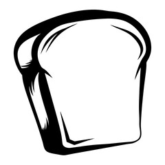 A monochrome drawing of a slice of bread showing its outer crust
