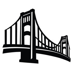 Bold Silhouette of a Suspension Bridge Construction with Simple Design Aesthetic