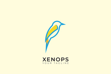 Abstract logo of xenops bird, abstract colorful xenops logo, xenops line vector illustration