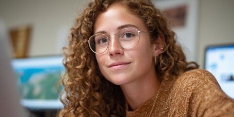 Student engaged in virtual meeting for coursework review