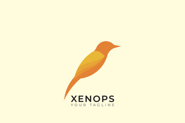 Abstract logo of xenops bird, abstract colorful xenops logo, xenops line vector illustration