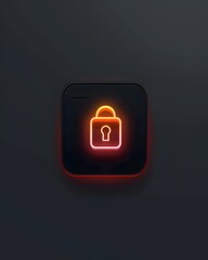 Digital security icon online graphic design minimalist close-up lock symbol for cyber safety