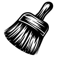Stylized black and white illustration of a paint brush with a thick handle