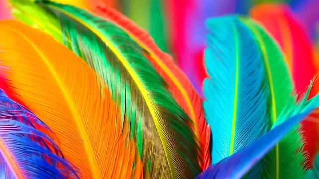"Velvet Wings: A Multicolored Feather Canvas"

