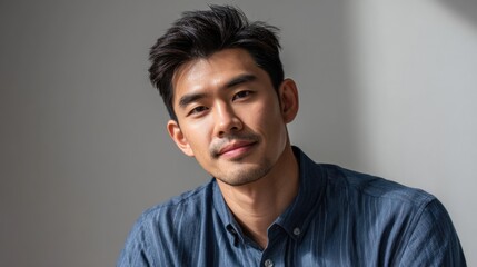 Obraz premium A Asian man with a confident expression