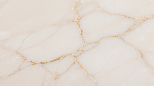 Elegant close up view of a luxurious light off white surface with gold veins - Powered by Adobe