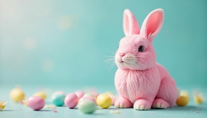 Fototapeta premium Adorable pastel candy Easter bunny, perfect for spring celebrations and holiday treats , cheerful, marshmallow
