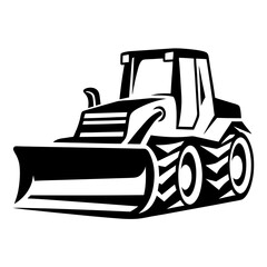 Monochrome Image of a Bulldozer with Large Tires for Construction Tasks © Tanjila