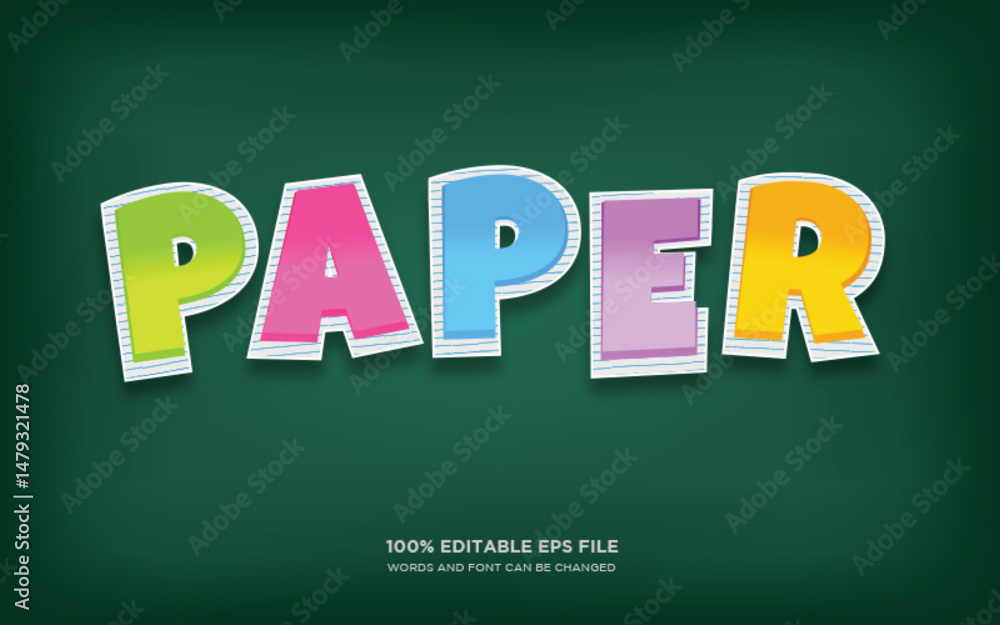 Poster paper color editable text style effect