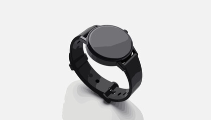 Obraz premium Futuristic black sleep tracking watch on white background, minimalist design