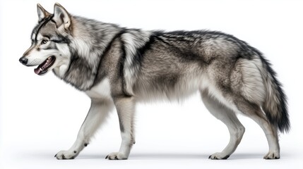 Realistic Side Profile of a Gray Wolf