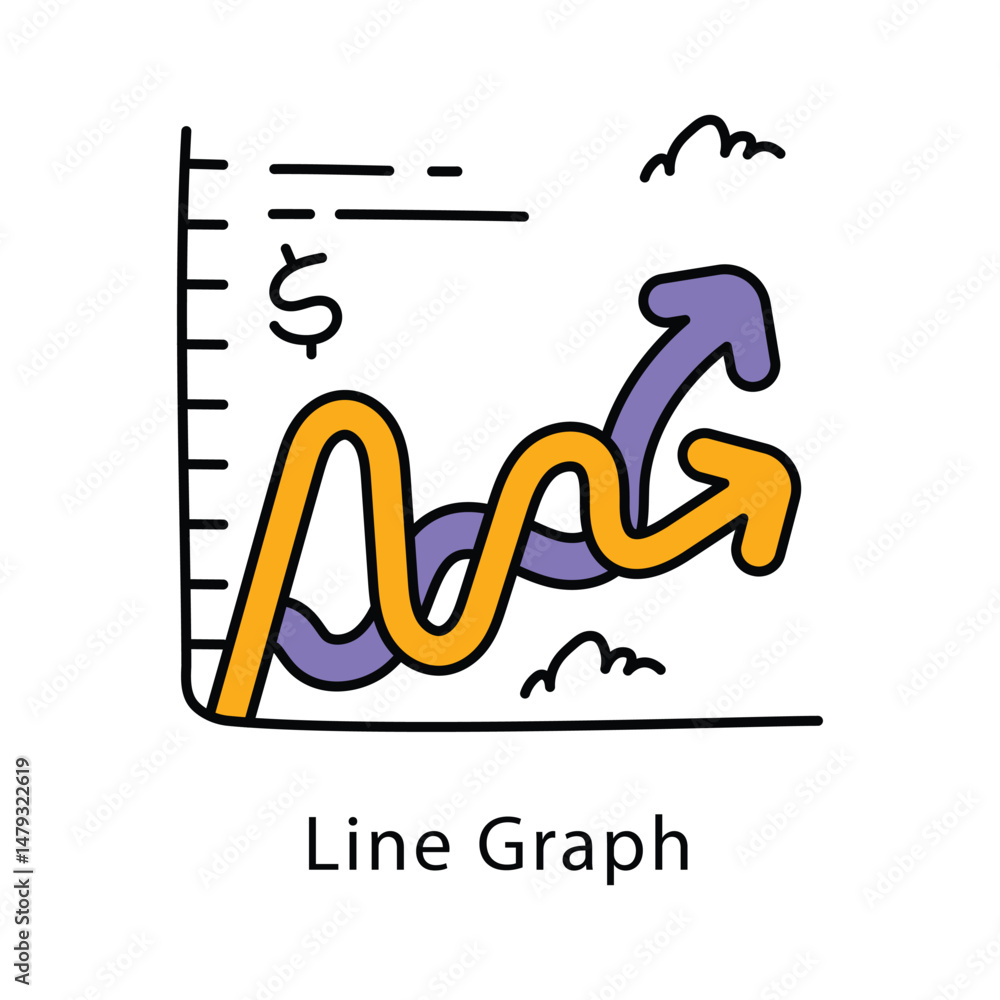 Poster line graph vector filled outline style icon. eps 10 file