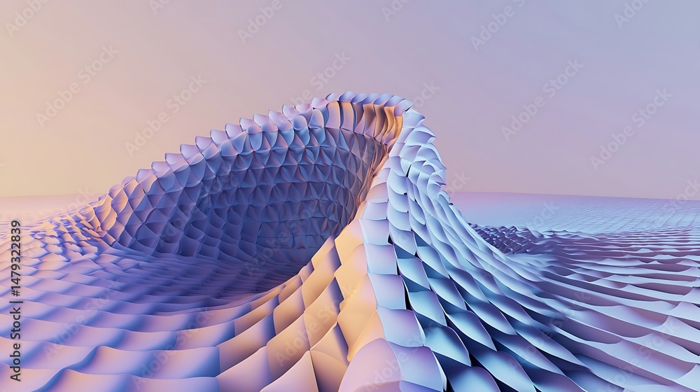 Fototapete abstract geometric wave with triangular pattern and pastel gradient