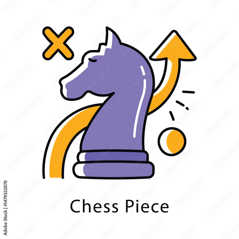Poster chess piece vector filled outline style icon. eps 10 file