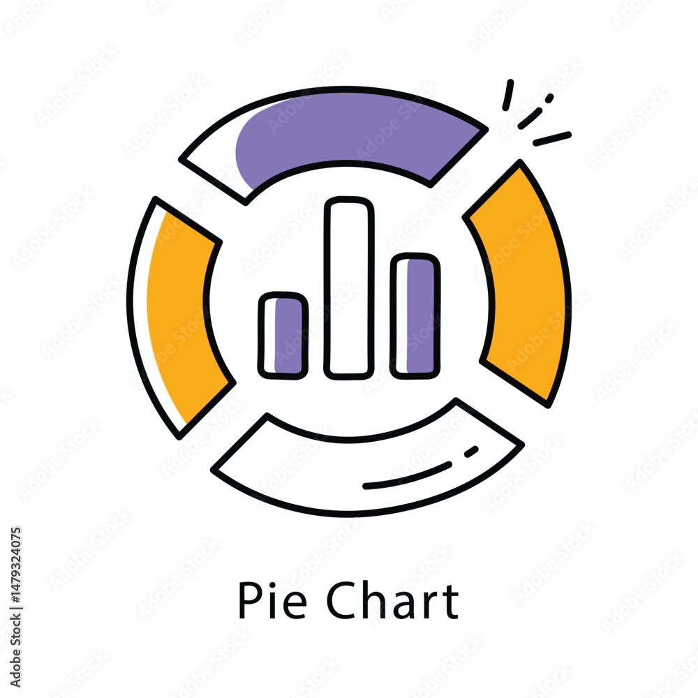 Poster pie chart vector filled outline style icon. eps 10 file