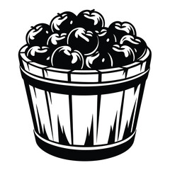 Black and White Bucket Filled to the Brim with a Bounty of Fruit
