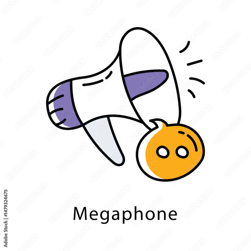 Poster megaphone vector filled outline style icon. eps 10 file
