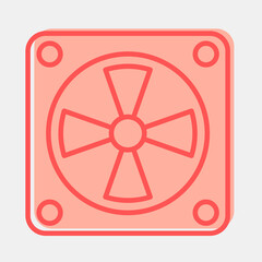 Icon cooling fan. Computer components elements. Icon in two tone style.