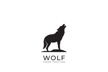 Wolf head silhouette logo, abstract head wolf logo with minimalist design, wolf vector template