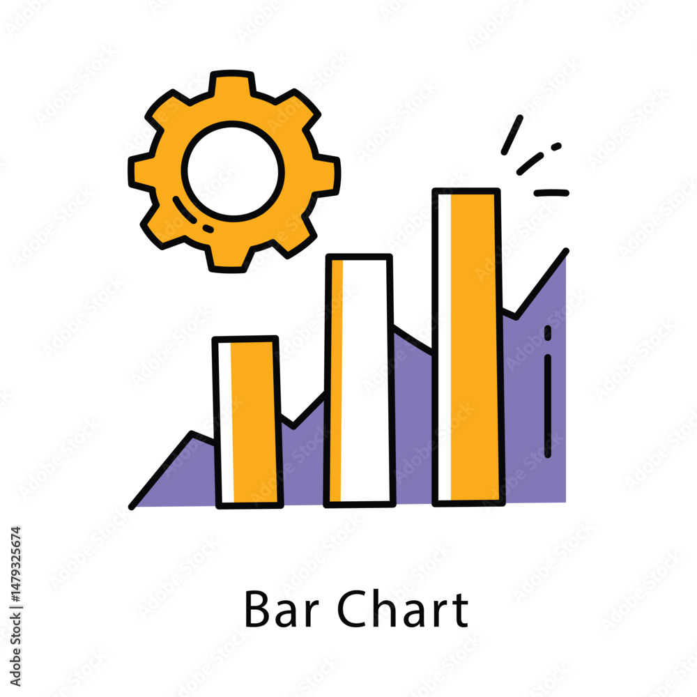 Poster bar chart vector filled outline style icon. eps 10 file