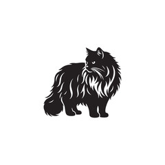 Ragdoll Cat Vector Silhouette: Soft, Plush-Furred Feline with Relaxed Posture and Large Blue Eyes, Captured in a Minimalist Outline for Elegant Pet Illustrations and Designs.
