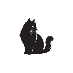 Ragdoll Cat Vector Silhouette: Soft, Plush-Furred Feline with Relaxed Posture and Large Blue Eyes, Captured in a Minimalist Outline for Elegant Pet Illustrations and Designs.
