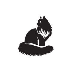 Ragdoll Cat Vector Silhouette: Soft, Plush-Furred Feline with Relaxed Posture and Large Blue Eyes, Captured in a Minimalist Outline for Elegant Pet Illustrations and Designs.
