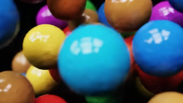 Brightly colored balls of various sizes roll and bounce together in a lively arrangement within an artistic studio. The colors create a joyful and playful atmosphere, energizing the space.