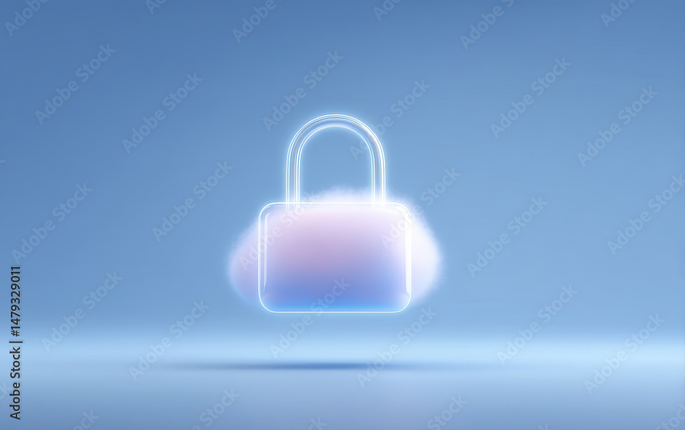 Poster digital padlock symbolizes cybersecurity advancement in cloud technology, ensuring data protection a