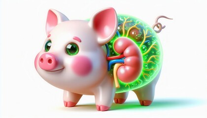 Obraz premium Whimsical pig with transparent organs creative art studio setting vibrant colors artistic concept