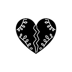creative details Outline silhouette Broken heart icon vector illustration