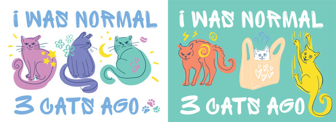 Funny Cartoon Cats with Emotions